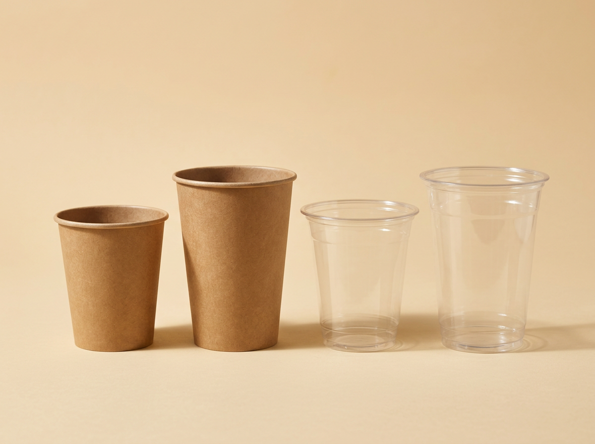 Gobelets carton et gobelets PET transparents