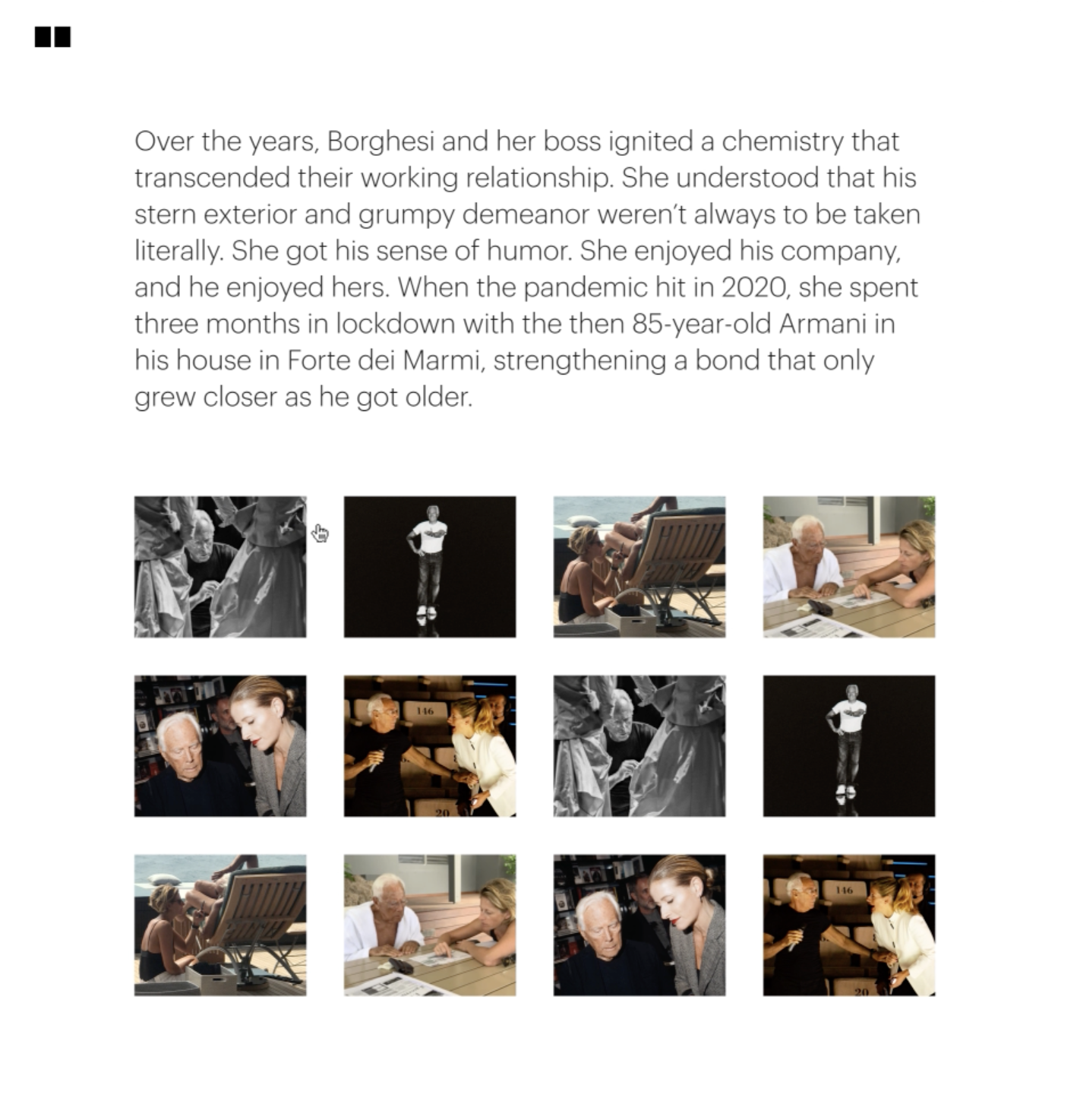 Image of article page from EE7's website--featuring a grid of thumbnail images