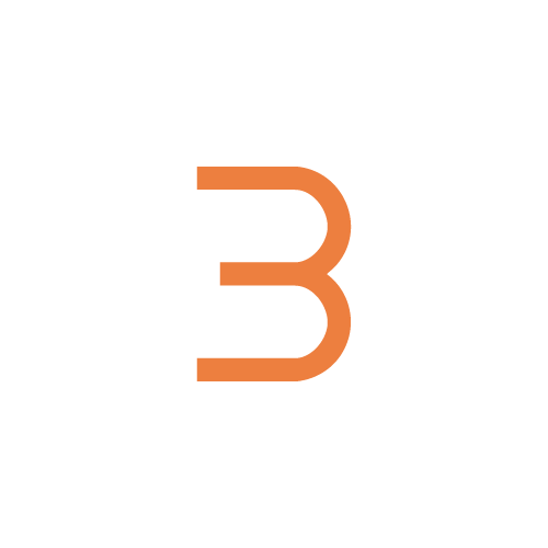 A white background with a large, stylized number three in orange.