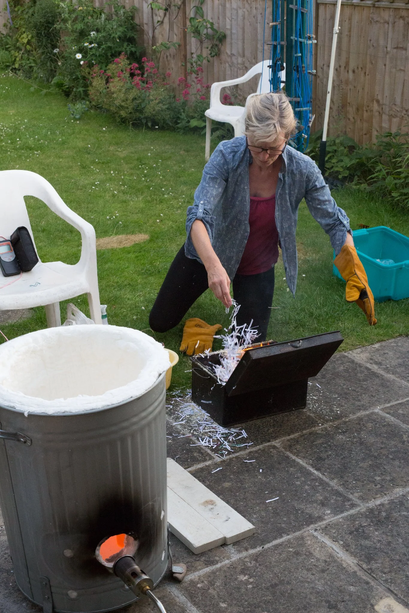 Raku Firing - igniting flames.