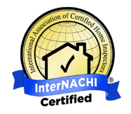 Logo of the International Association of Certified Home Inspectors with a globe, house, checkmark, and blue ribbon