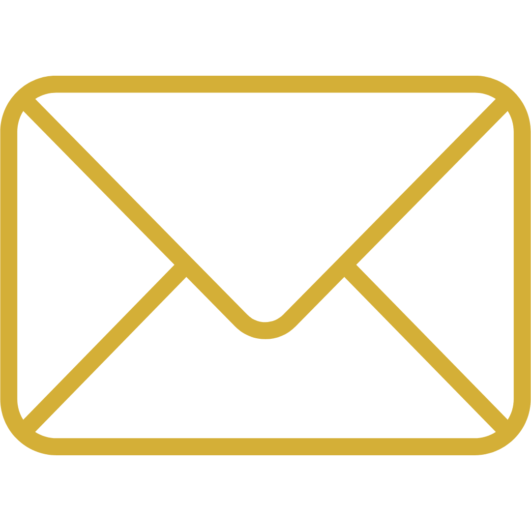 Icon of a gold-outlined envelope on a black background.