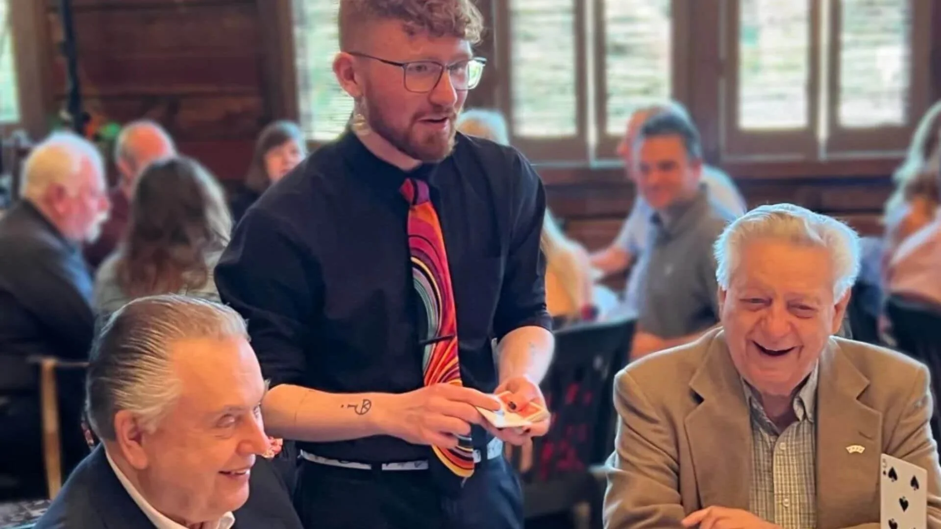 table having fun at a corporate event