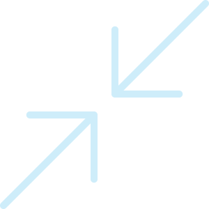 Two light blue arrows pointing inward from the top right and bottom left corners of a black background.