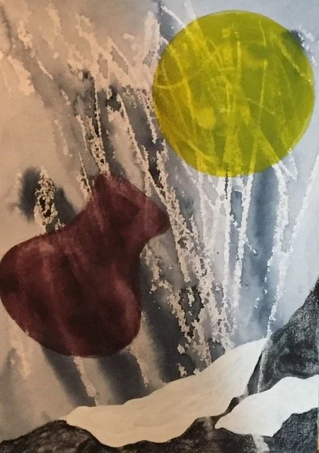 Full moon, white snow 
my bottle 
of purple yellow