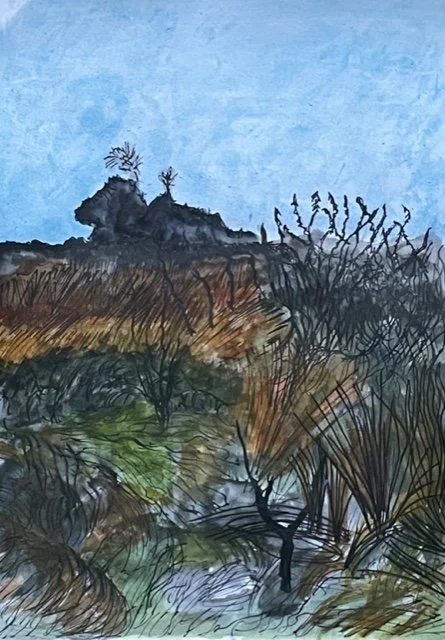 'Bleak moorland' 
Ink & mixed media on paper 
30 x 42 cms