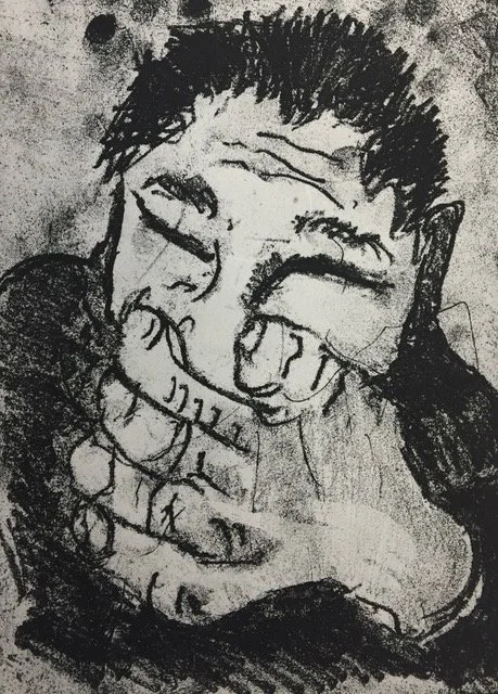 ‘Yawning?’ 
- charcoal on paper -