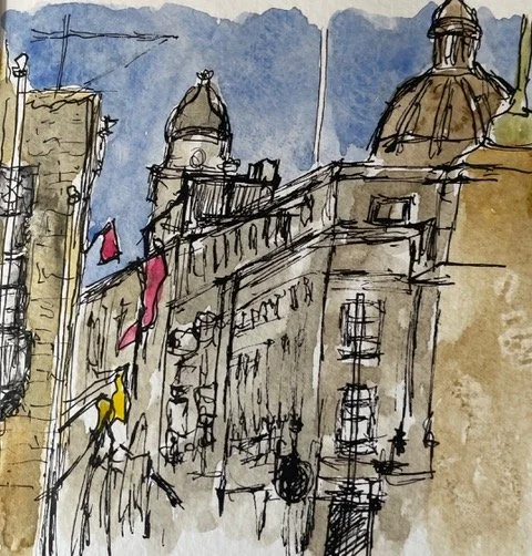 'Valletta, Malta - 2019 (2)' 
- Ink & watercolour -