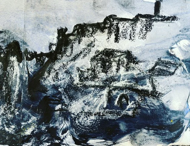 ‘Cornish cliffs (1)’ 
- charcoal and inks on paper -