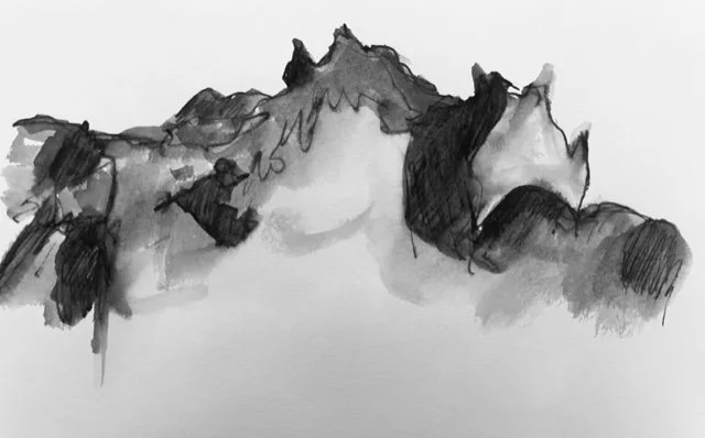 'Icelandic cliffs (2)' 
- Ink & water wash -