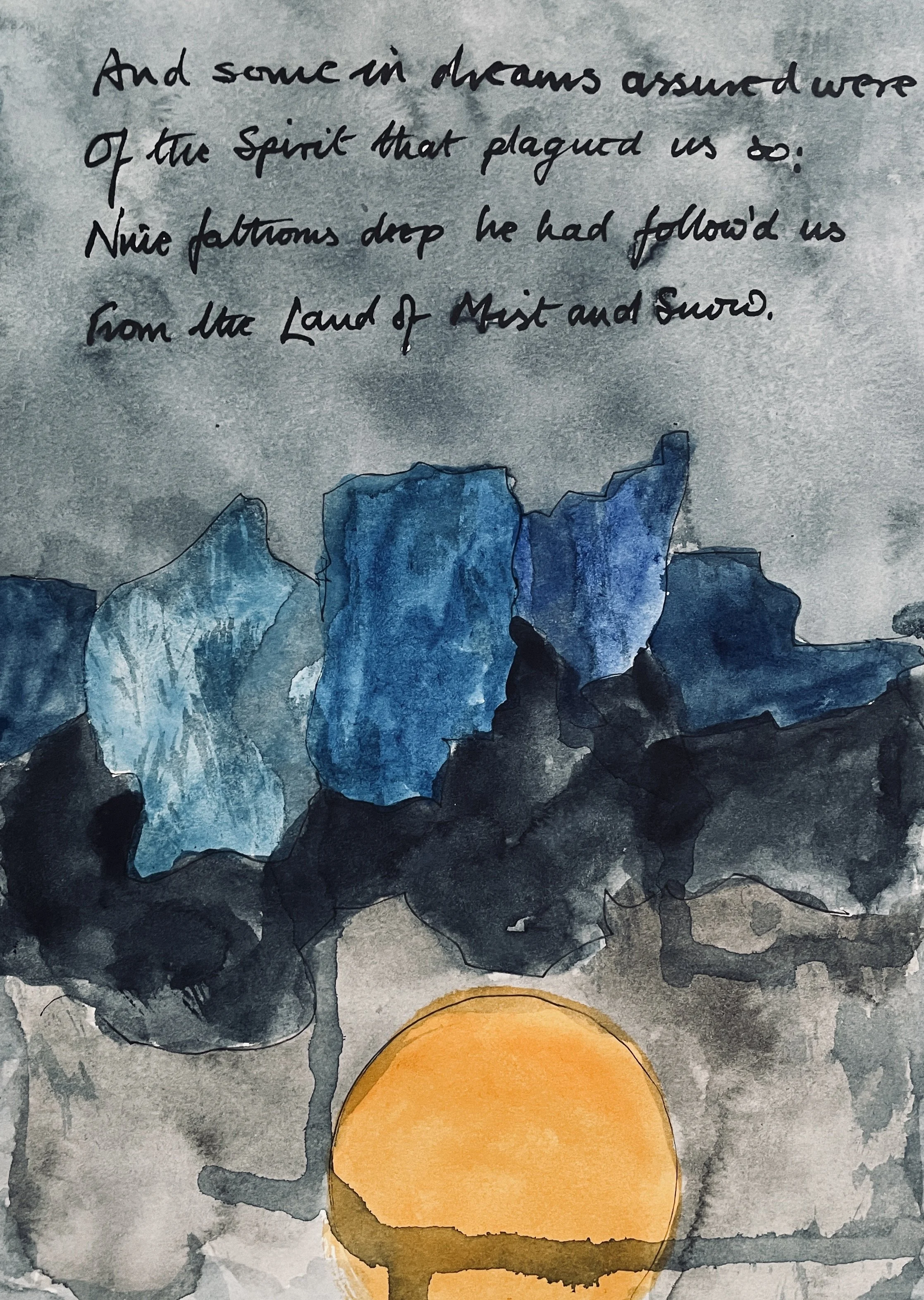 And some in dreams assurèd were 
Of the Spirit that plagued us so; 
Nine fathom deep he had followed us 
From the land of mist and snow.