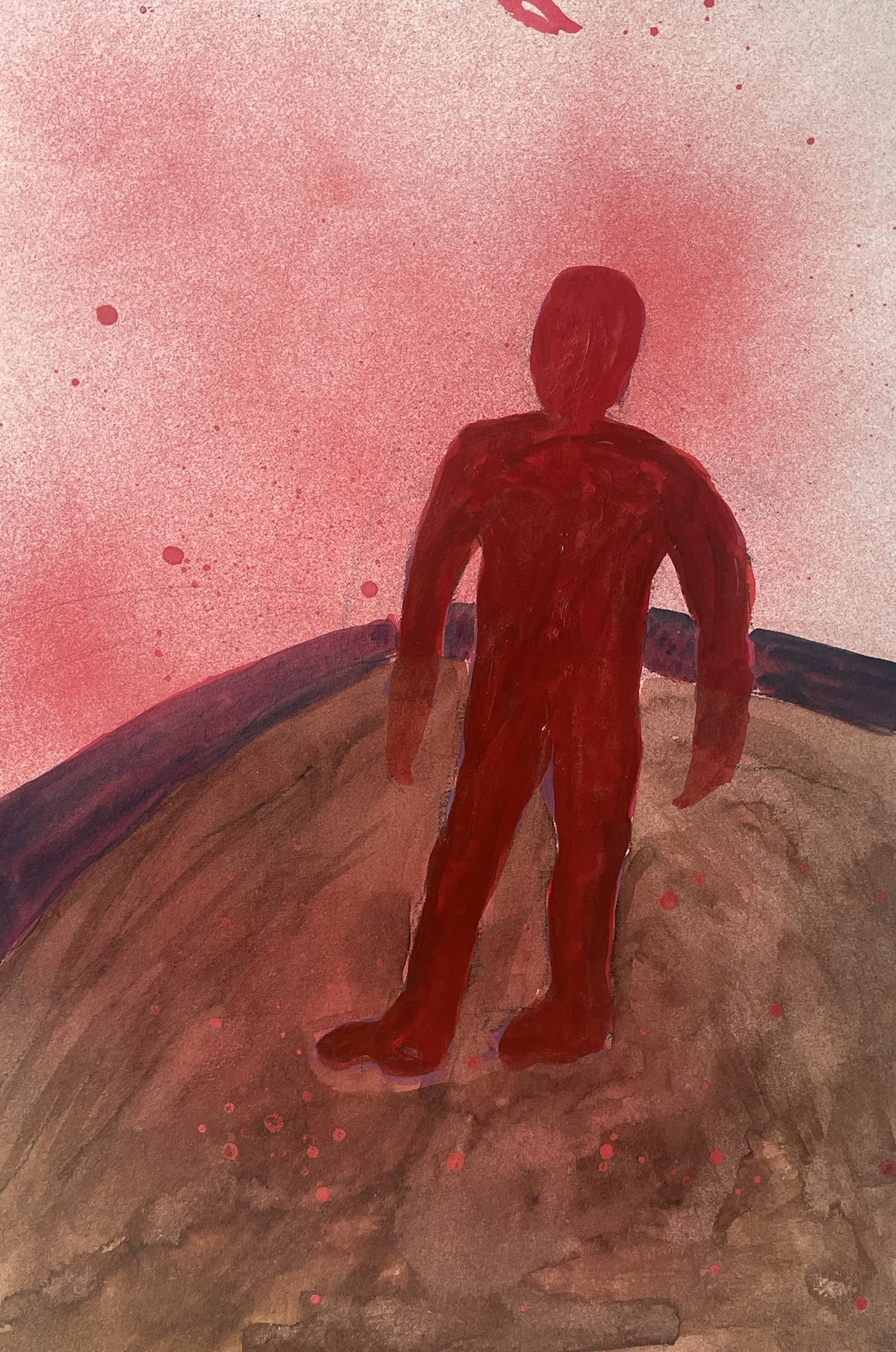 17 
A little distance from the prow 
Those dark red shadows were; 
But soon saw that mine own flesh 
Was red as in a glare.