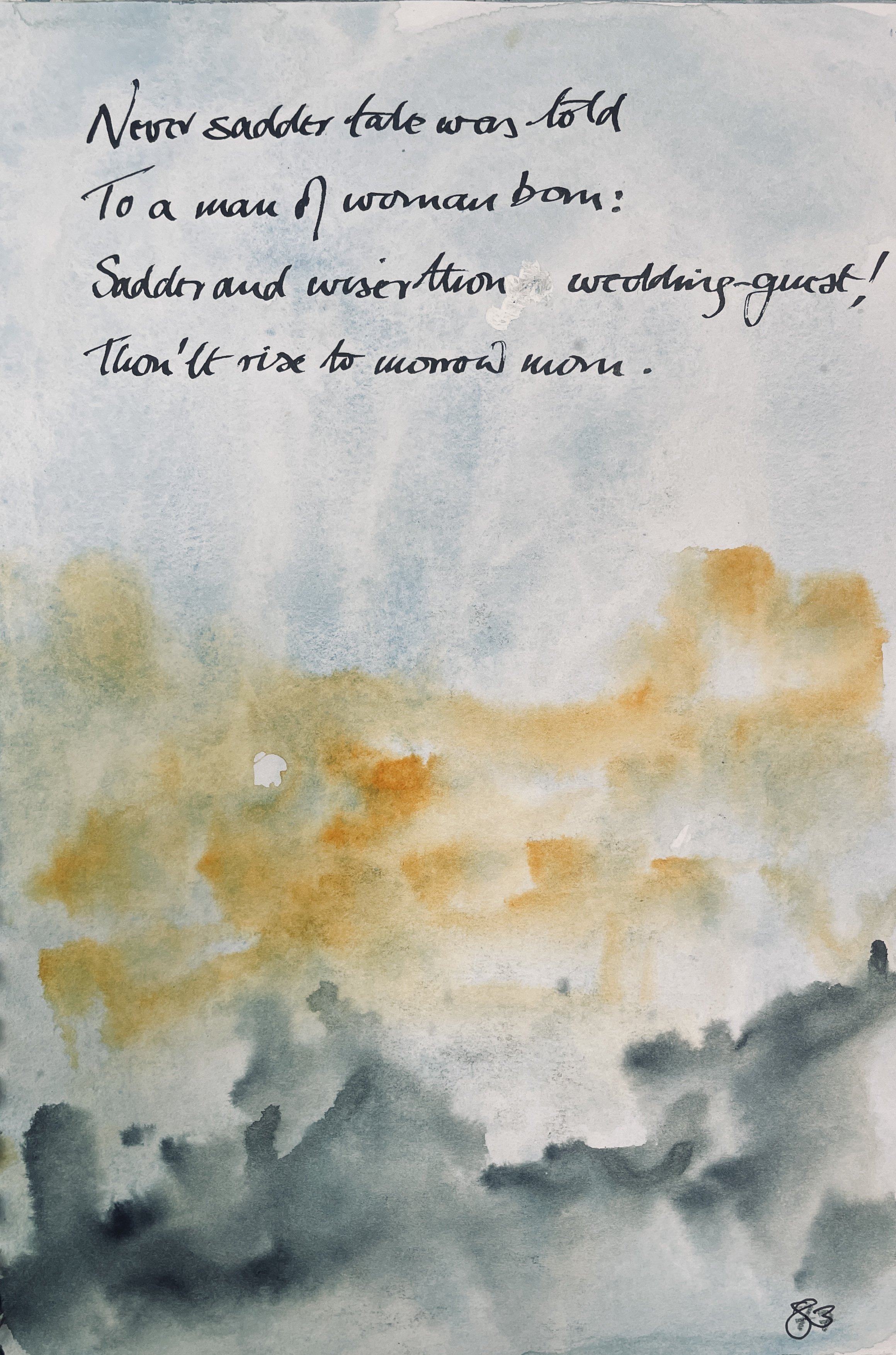 Never sadder tale was told 
To a man of woman born; 
Sadder and wiser thou wedding guest! 
Thou it rise tomorrow morn.