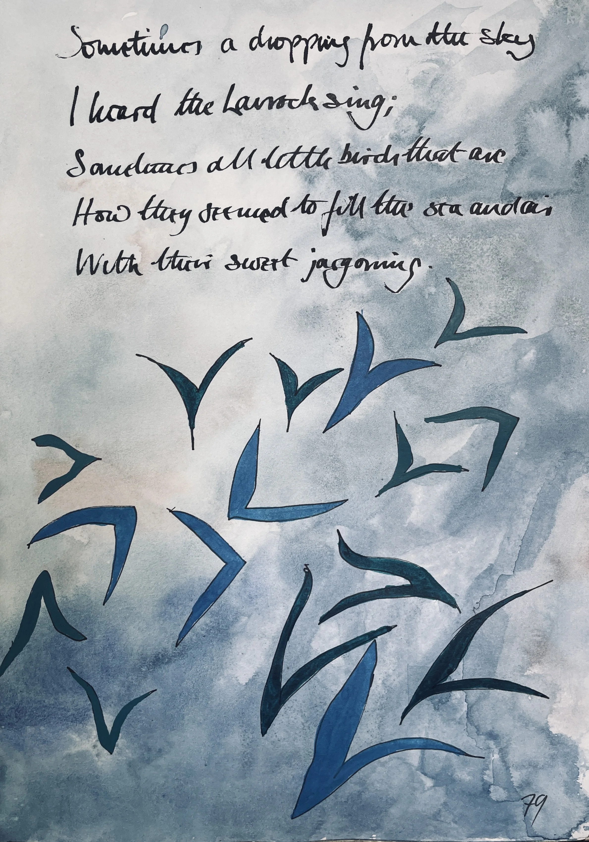 Sometimes a-dropping from the sky 
I heard the sky-lark sing; 
Sometimes all little birds that are, 
How they seemed to fill the sea and air 
With their sweet jargoning!