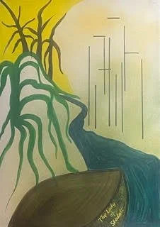 'By the margin, willow-veil’d, 
Slide the heavy barges trail’d'