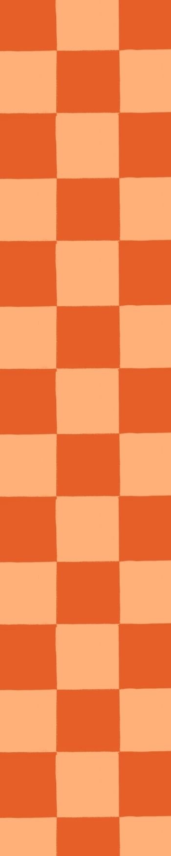 A checkered pattern with alternating light peach and dark orange squares arranged in a vertical stripe.