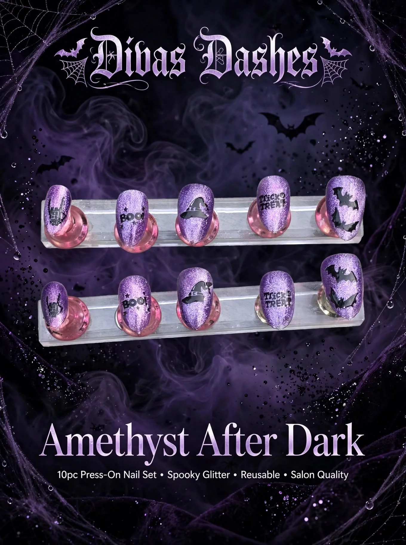 Amethyst After Dark Handmade Nail Set