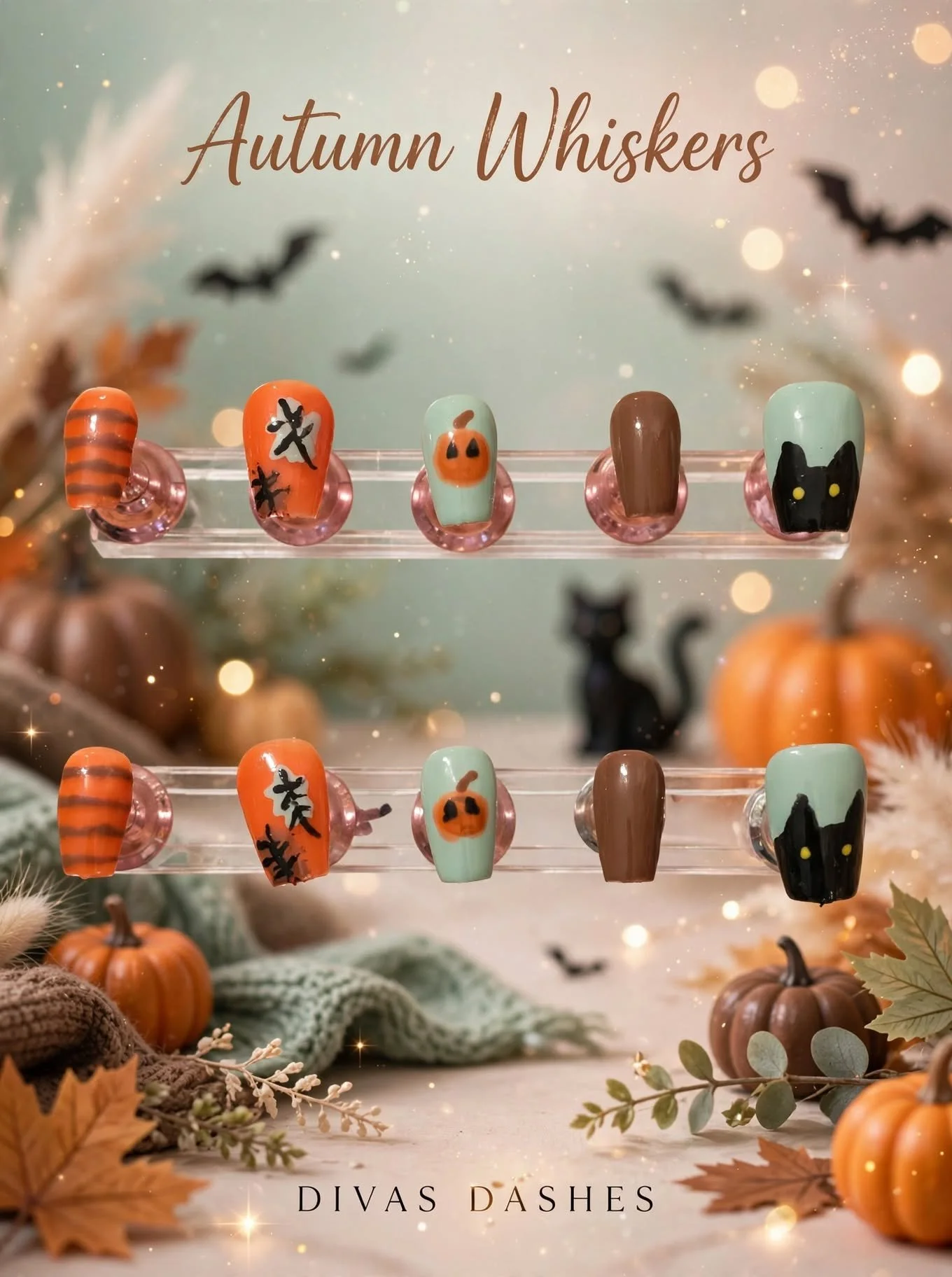 Autumn Whiskers Handmade Nail set