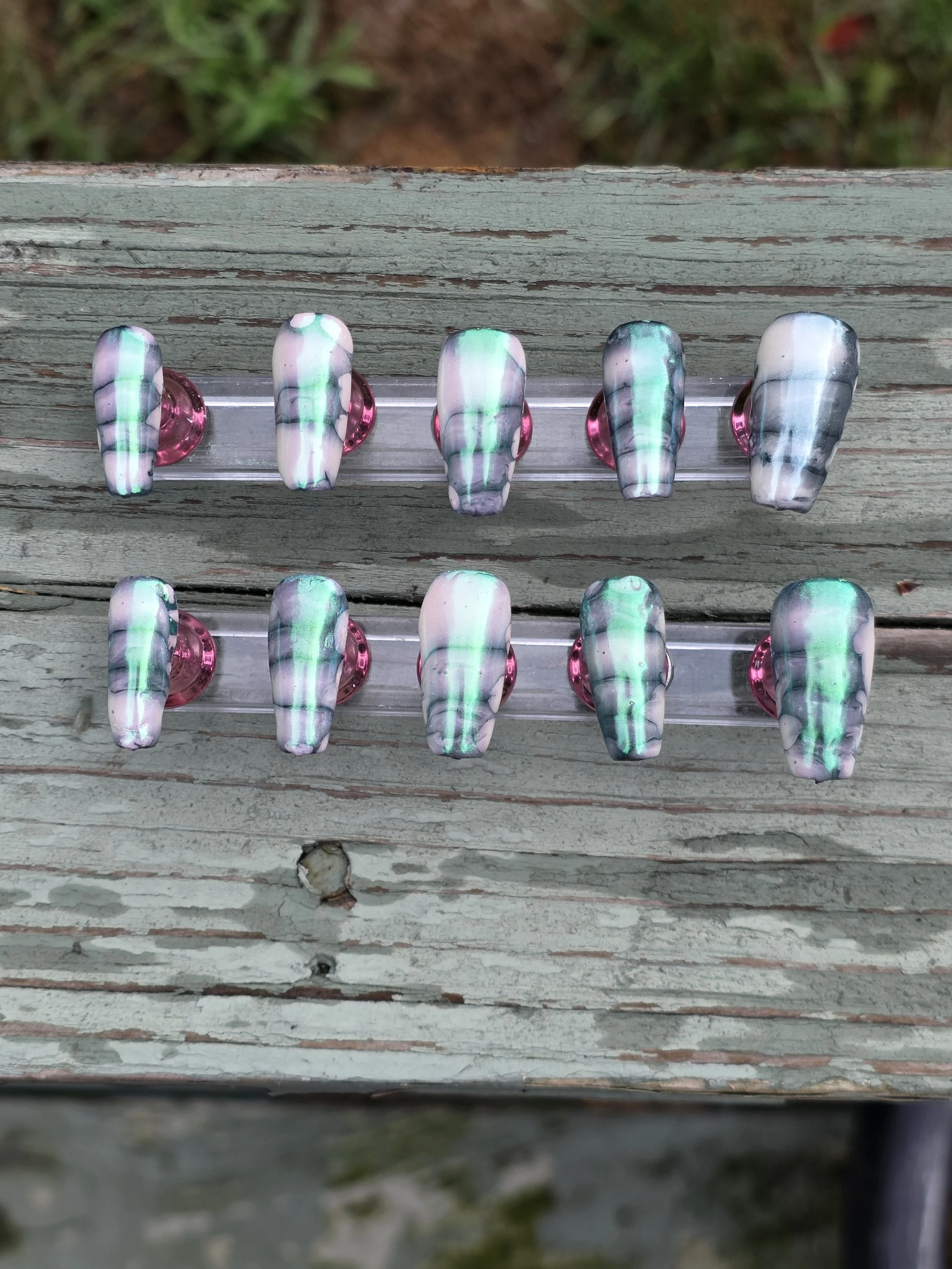 Siren Snake Chrome Handmade Nail set