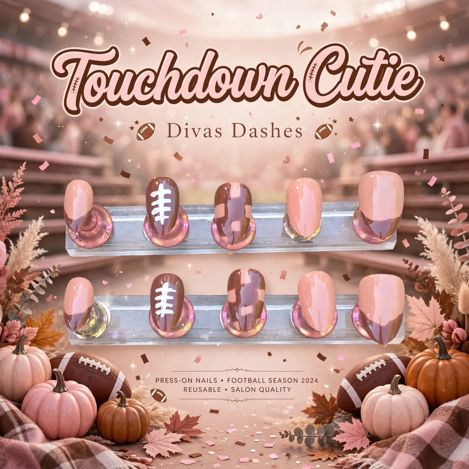 Touchdown Cutie Handmade Nail Set