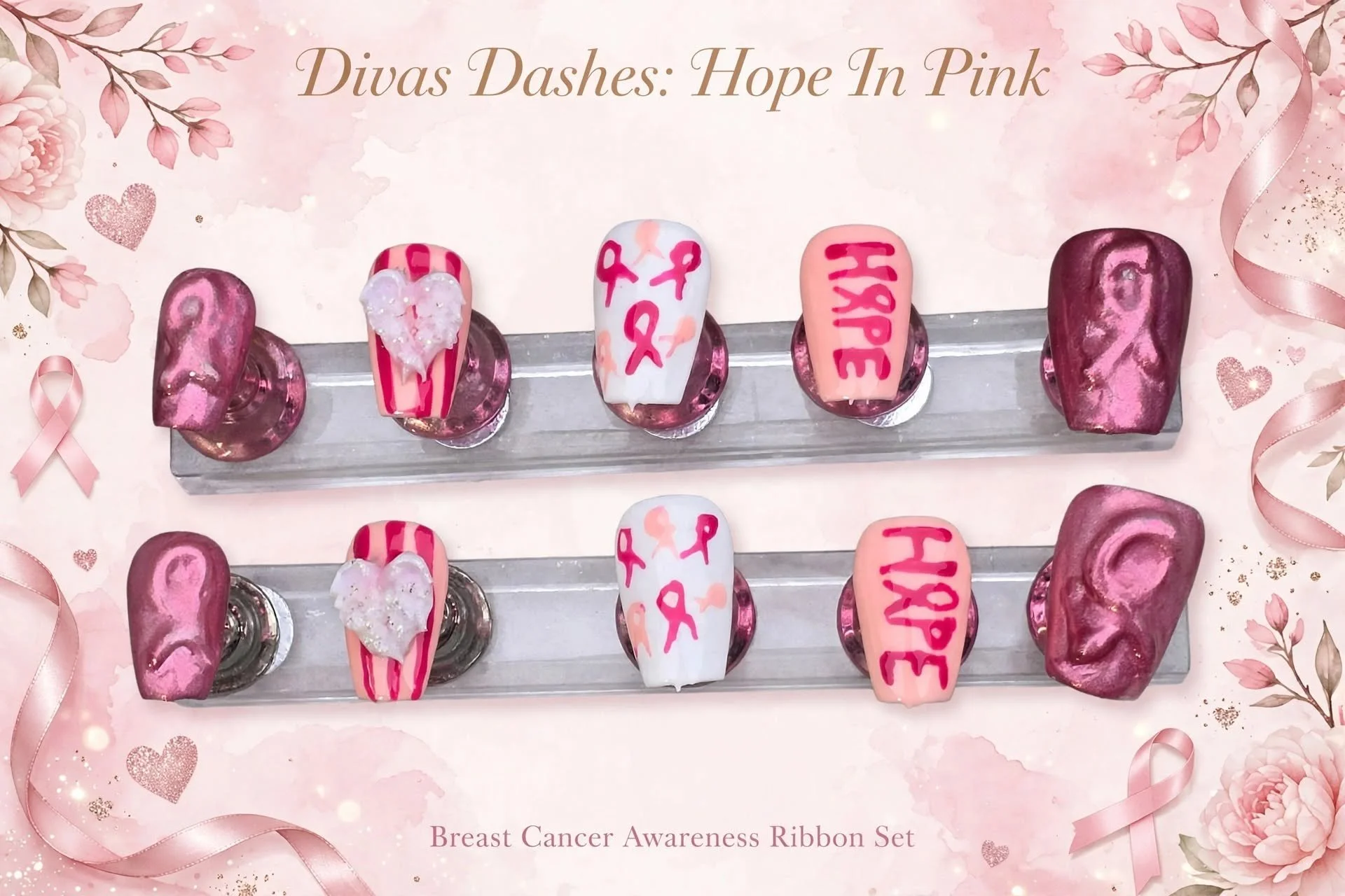 Hope in Pink Handmade Nail set