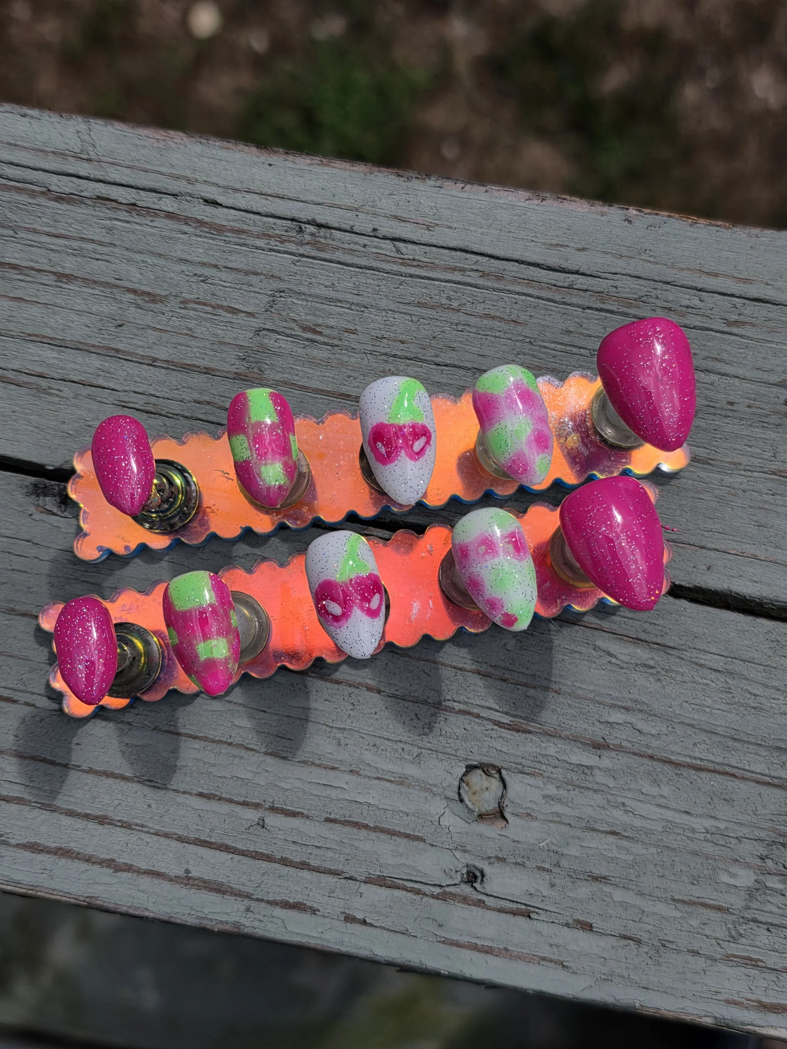 Cherry  Bomb Pop Handmade Nail set