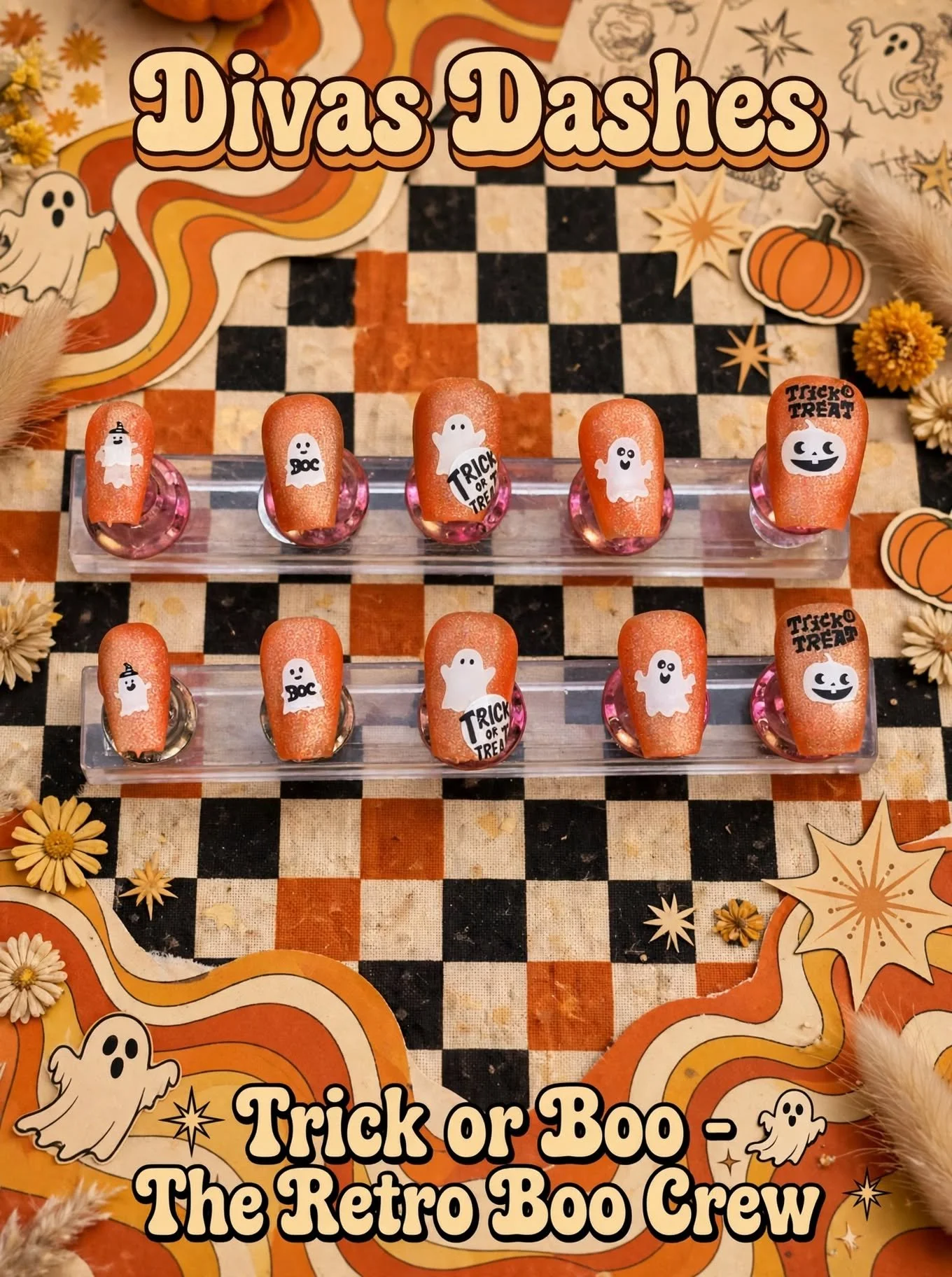 Retro Boo Crew Handmade Nail Set