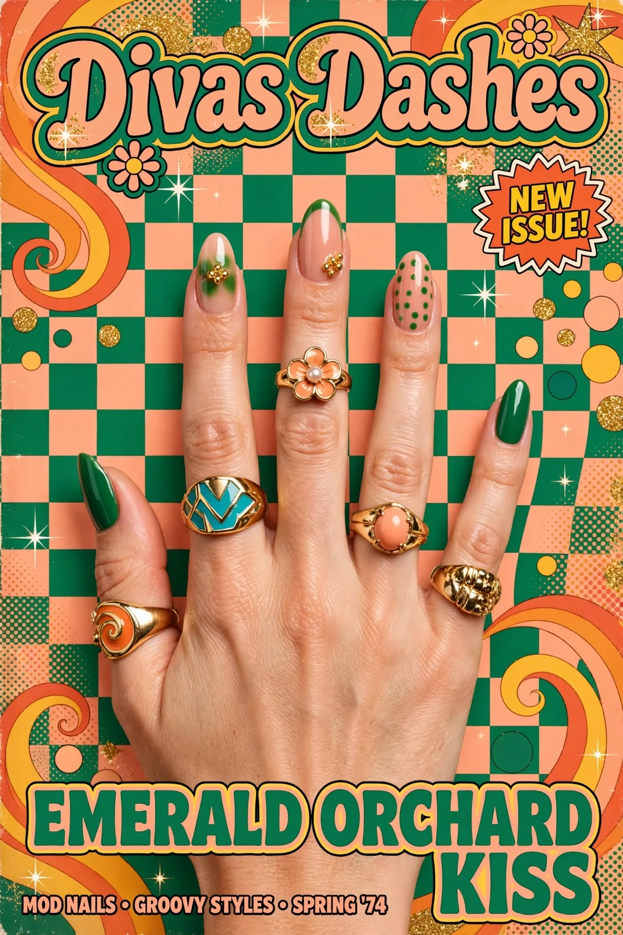 Emerald Orchard Kiss Handmade Nail set
