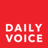 Red background with white text saying 'DAILY VOICE'