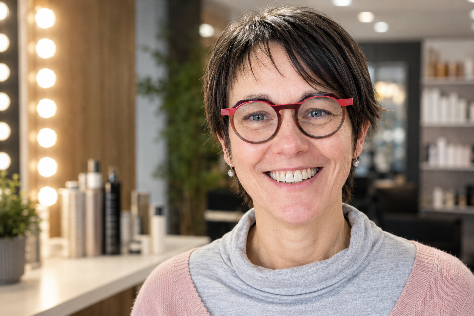 Après : Coupe effilée sur le front avec de petites mèches pour équilibrer le visage allongé, pattes et nuque effilées pour créer de la douceur et de la féminité tout en respectant
implantation de la nuque