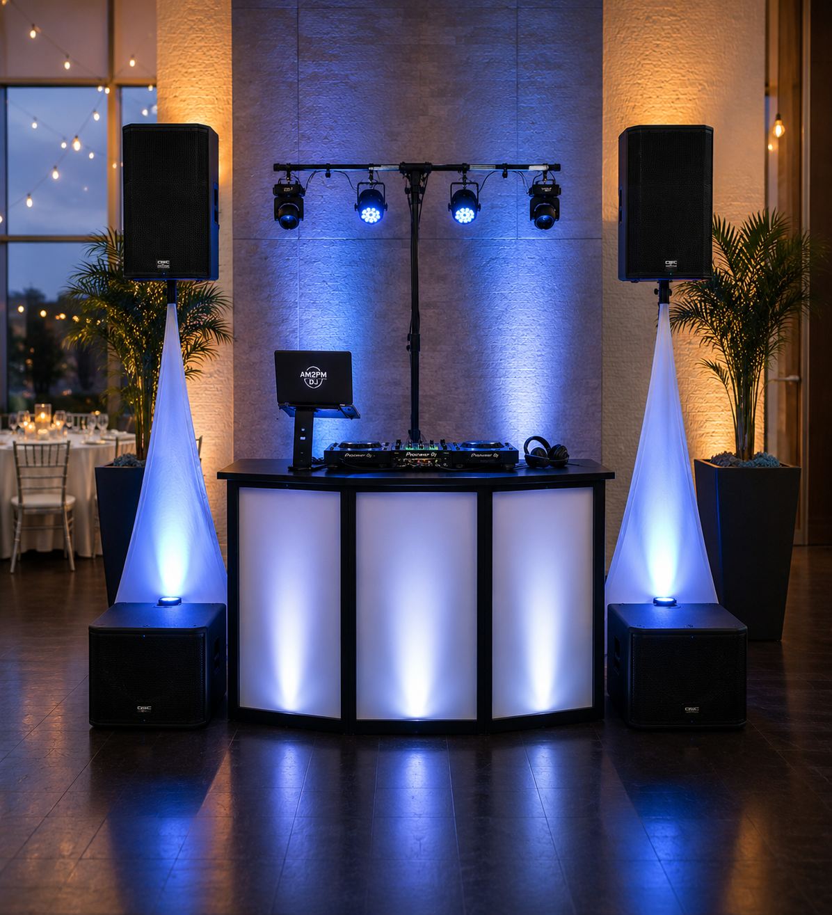 Professional DJ sound system setup for a corporate event