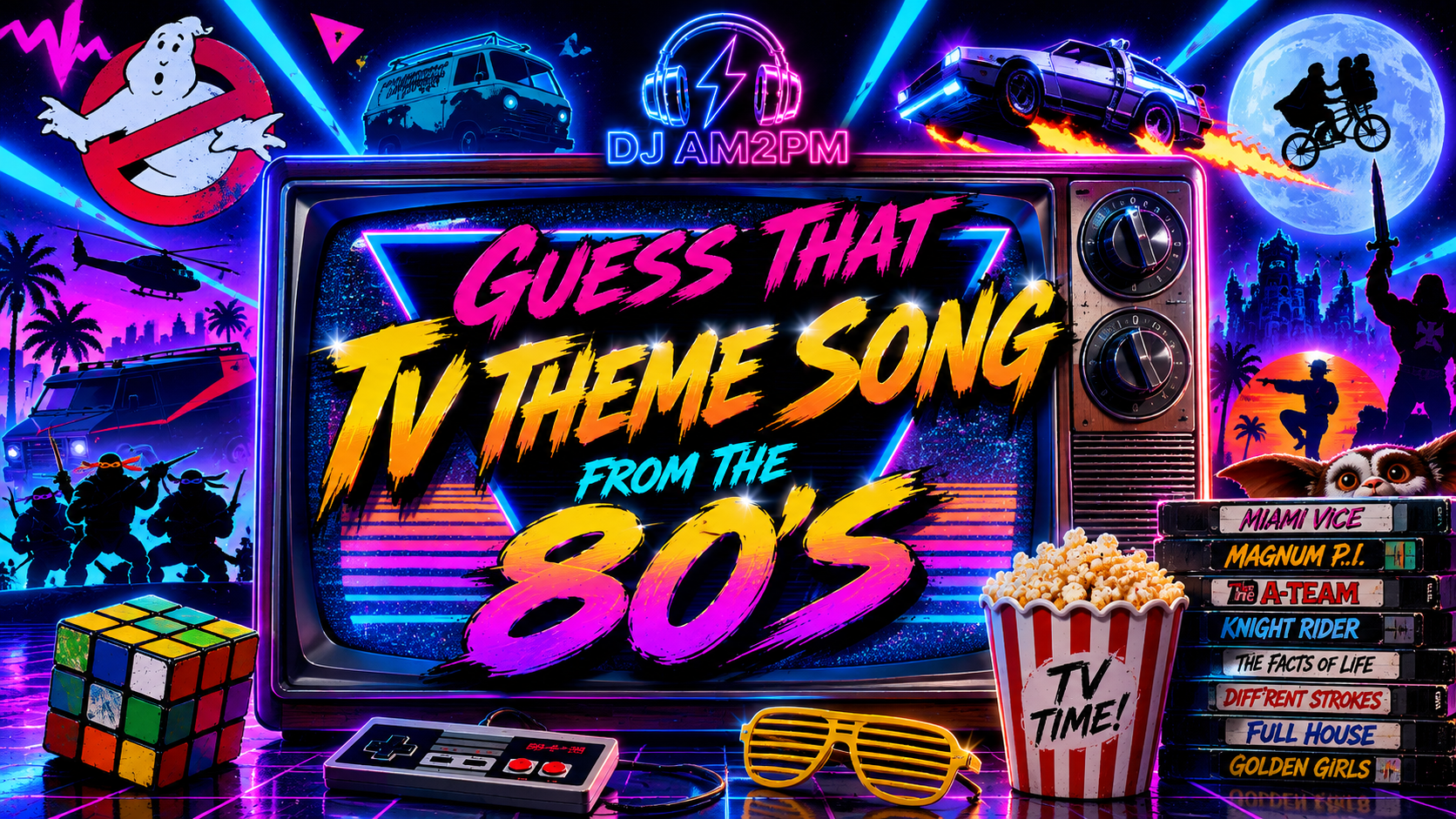 DJ AM2PM interactive 80s music and TV theme song trivia for bars and special events