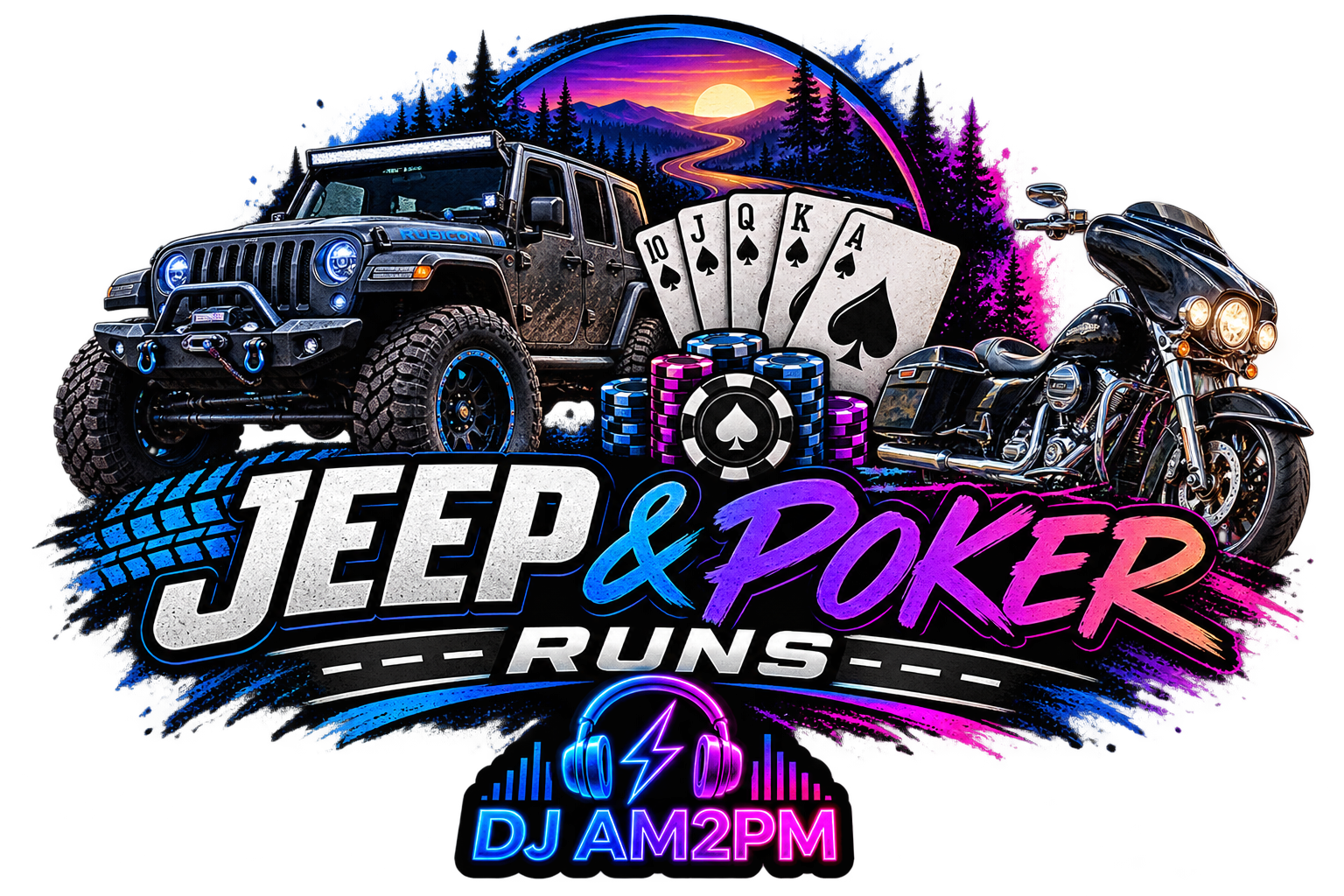 DJ AM2PM entertainment for Jeep runs, poker runs and outdoor events