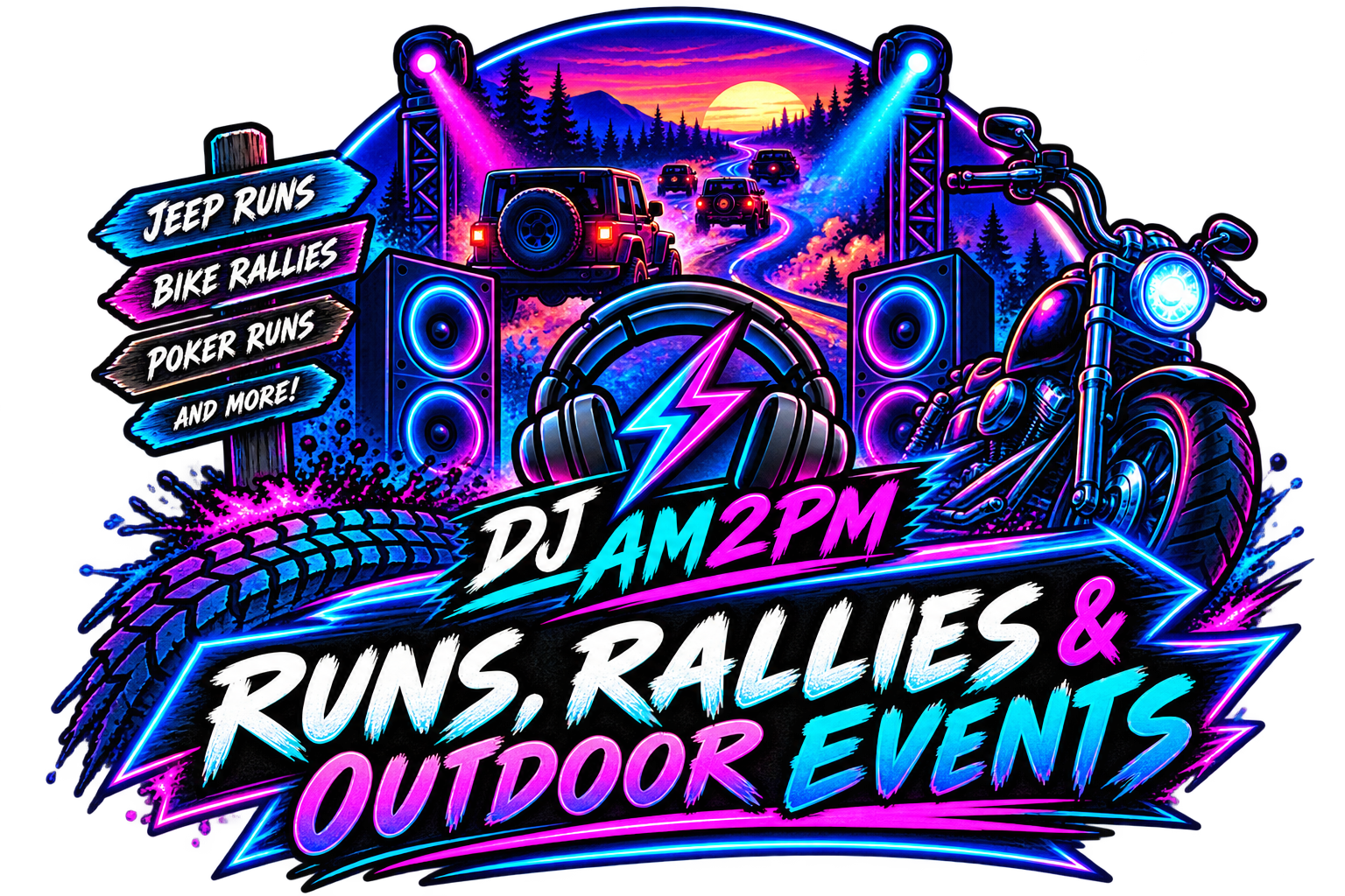 DJ entertainment for Jeep runs, motorcycle rallies, poker runs and outdoor events