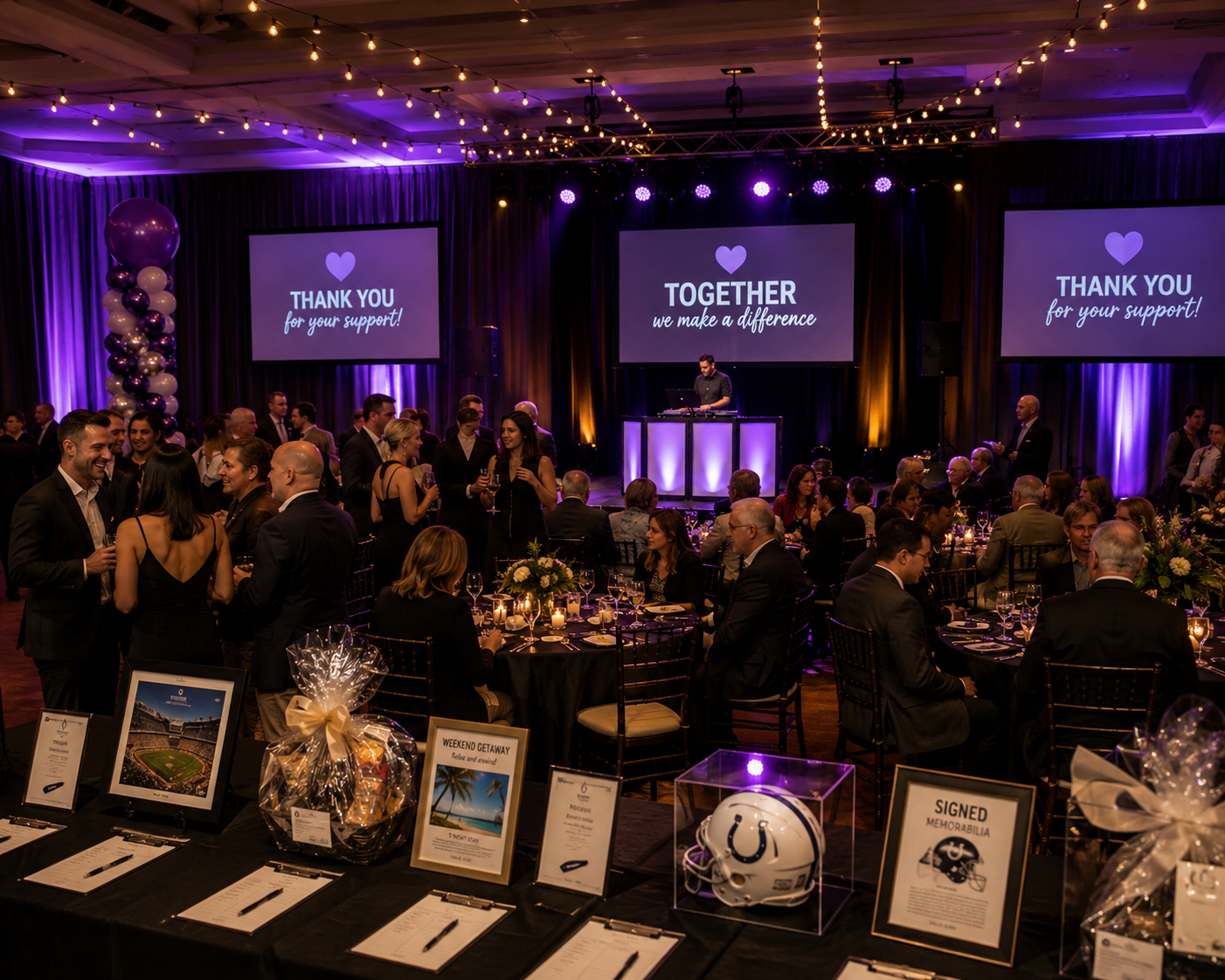 Fundraising event with DJ entertainment, custom visuals and event production