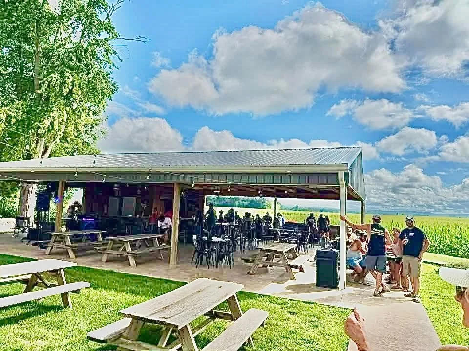 Outdoor private party and event venue under a blue sky