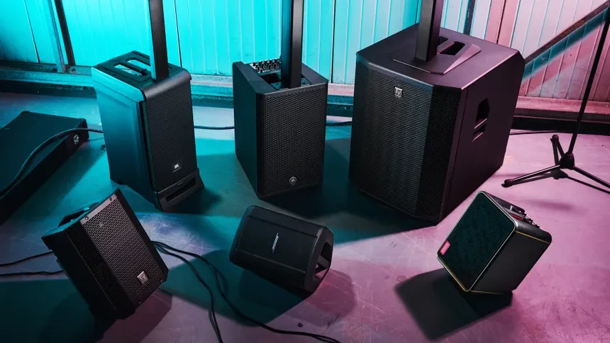 Professional DJ sound system with speakers and subwoofers for bars, clubs and live events