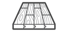 A black plastic pallet with a slatted surface.