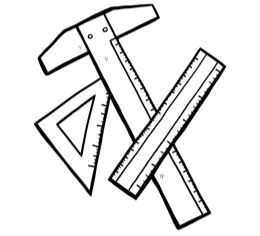 Multiple nails and a hammer scattered on a dark surface