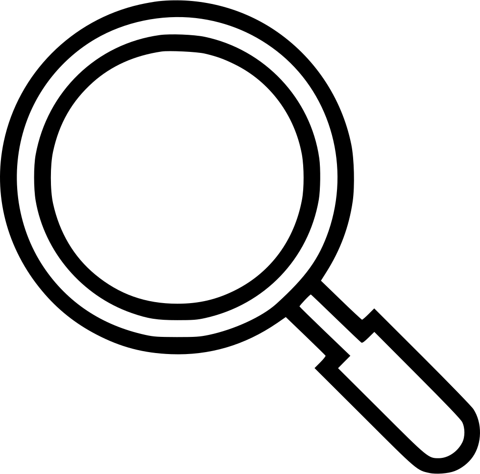 Outline illustration of a magnifying glass.