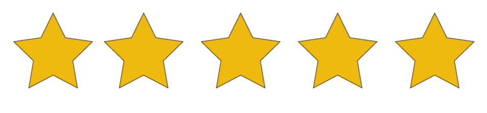 Five yellow stars in a row on a black background.