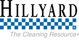 Hillyard logo with blue checkerboard pattern and tagline 'The Cleaning Resource'