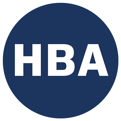 Blue circle with white text that reads 'HBA'.