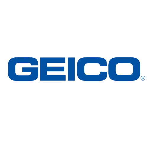 Geico logo with blue text on a black background to show partnership with Hardin insurance