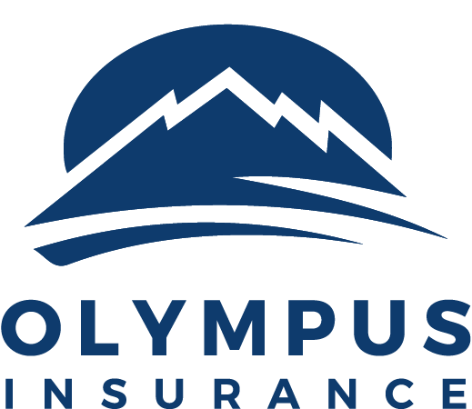 Logo of Olympus Insurance featuring stylized mountains, a circular background, and the company name, a company that write insurance through Hardin Insurance