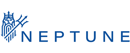 Neptune logo with an illustration of a trident and a stylized face, followed by the word 'NEPTUNE' in capital letters. Neptune writes flood insurance through Hardin Insurance