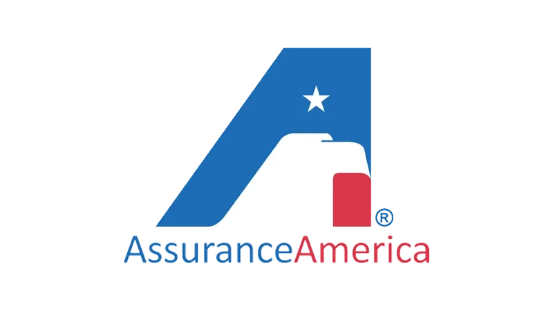 Logo of Assurance America with an American flag-themed design and a blue star. Hardin Insurance write Auto insurance through assurance