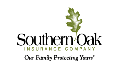 Logo of Southern Oak insurance company featuring a stylized green leaf and the words "Southern Oak Insurance Company" in green text. Southern Oak writes Homeowners insurance with Hardin Insurance