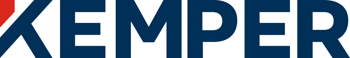 Logo of Kemper insurance company with the word 'KEMPER' in bold, blue letters, a key partner of Hardin Insurance