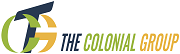 Logo of The Colonial Group with the initials 'CG' in green and gray, and the company name in blue and green text, they sell commercial insurance policies through Hardin Insurance